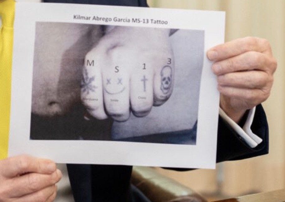 Trump Shows Alleged MS-13 Tattoos on Kilmar Abrego Garcia's Hand from ... Trump Shows Alleged MS-13 Tattoos on Kilmar Abrego Garcia's Hand from ...