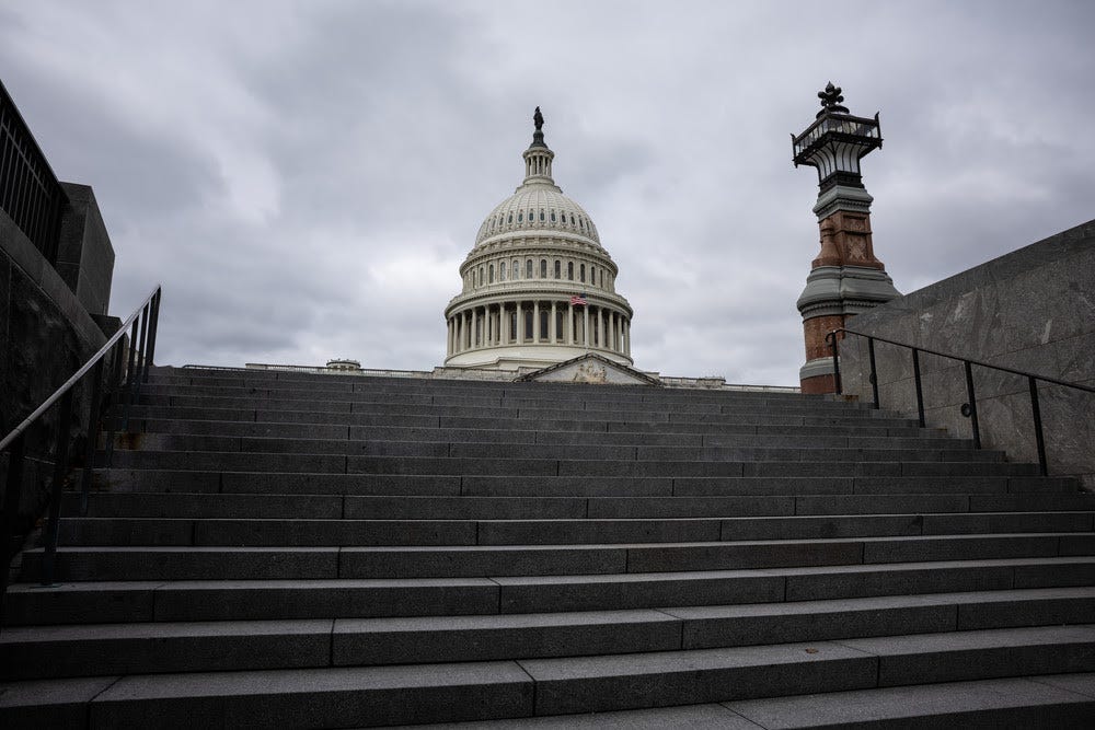 The U.S. Capitol building is seen on the 14th day of a government shutdown, Oct. 14, 2025. (Francis Chung/POLITICO via AP Images)