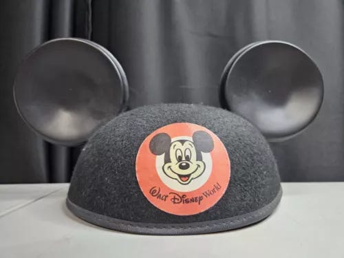 Vintage Mickey Mouse Ears USA Jacobsen Felt Plastic Walt Disney World - Picture 1 of 6