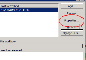 Excel SSAS Cube Property connection Excel SSAS Cube Property connection