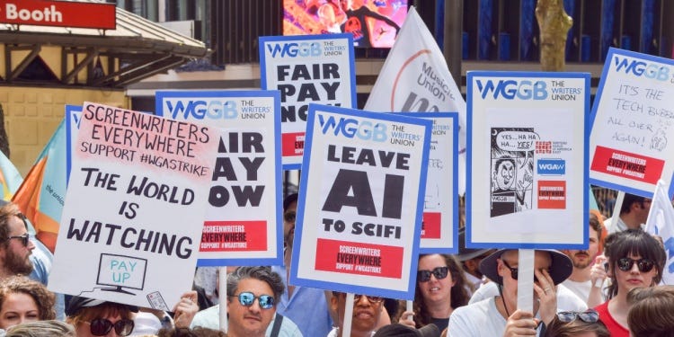 AI protest march.