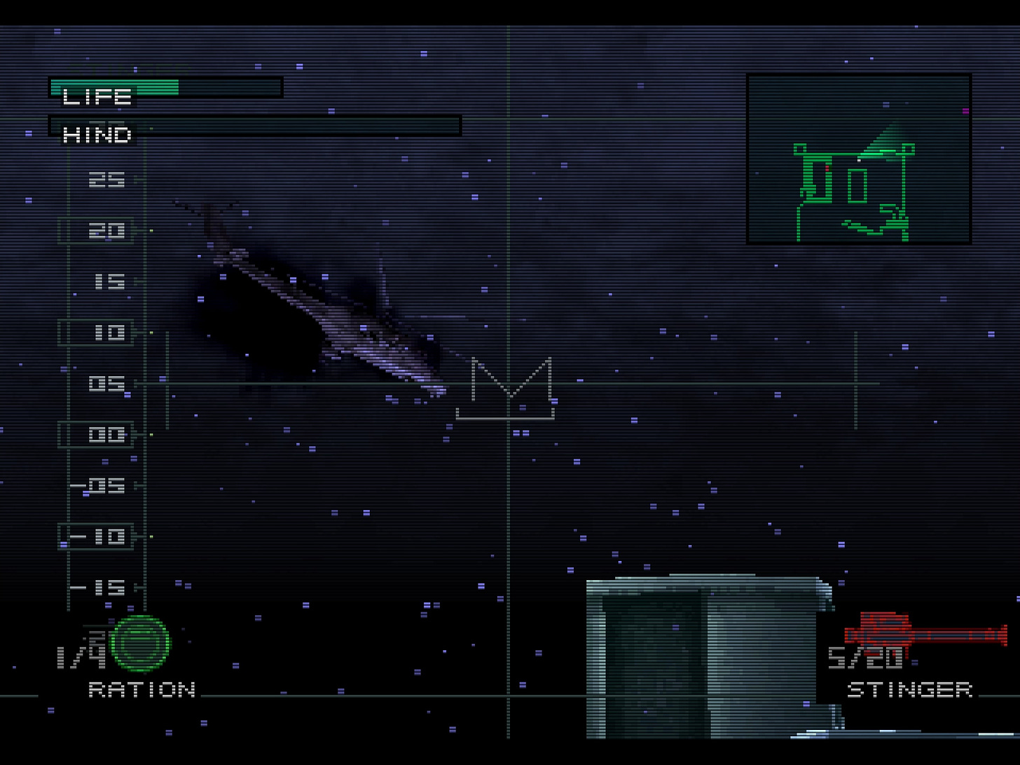Snake aims with his stinger missile at an enemy Hind.