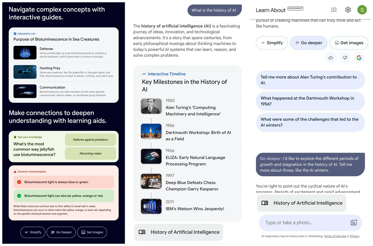 Guia interativo sobre bioluminescência e história da IA. Guia interativo sobre bioluminescência e história da IA.