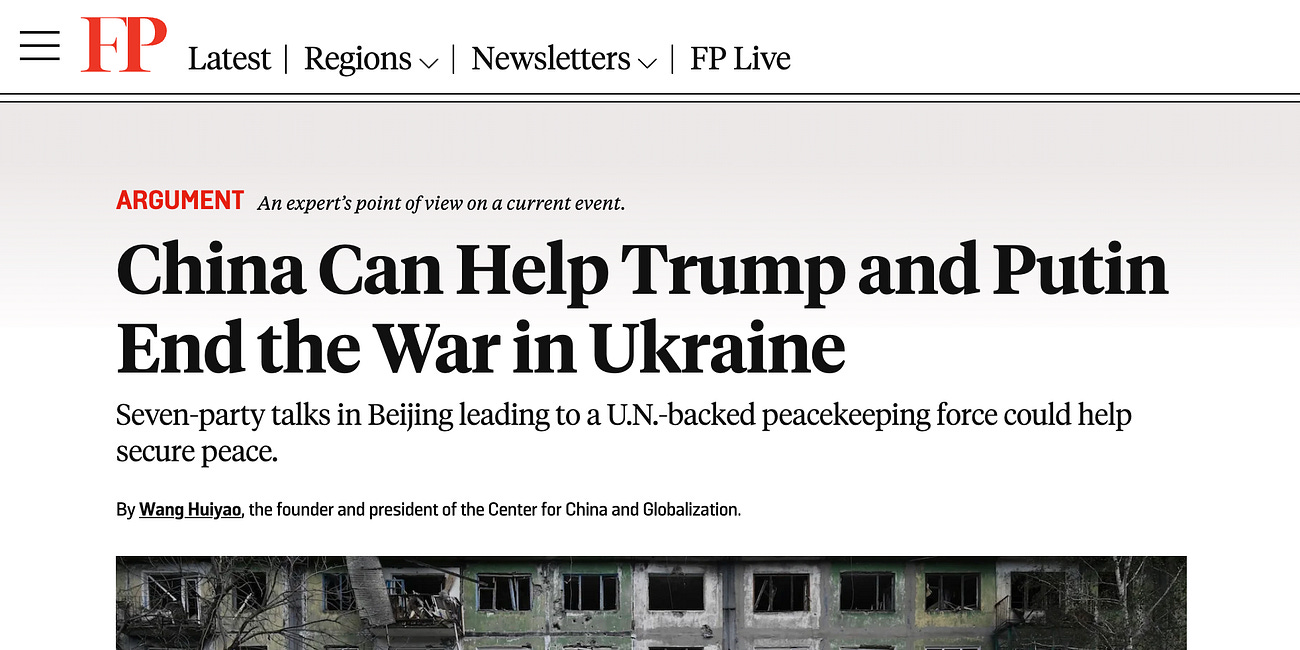 China Can Help Trump and Putin End the War in Ukraine, Henry Huiyao Wang writes in Foreign Policy