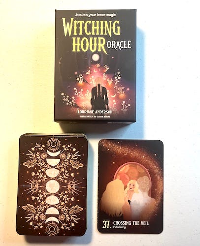 photo of "Witching Hour Oracle" deck by Lorriane Anderson; illustrated by Olivia Burki