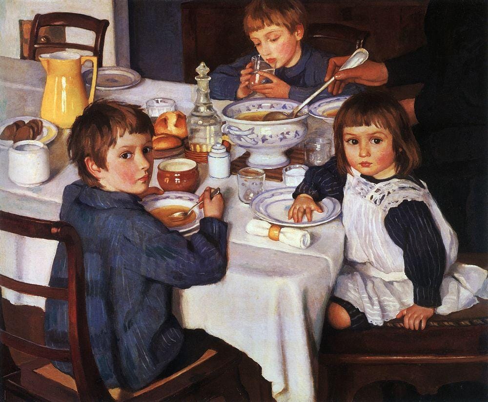 "Zinaida Serebryakova (1914) At Breakfast" by Zinaida Serebryakova ; Серебрякова - http://entertainment.webshots.com/photo/2963882390037029906CkKXLW. Licensed under Public Domain via Wikimedia Commons - http://commons.wikimedia.org/wiki/File:Zinaida_Serebryakova_(1914)_At_Breakfast.jpg#/media/File:Zinaida_Serebryakova_(1914)_At_Breakfast.jpg