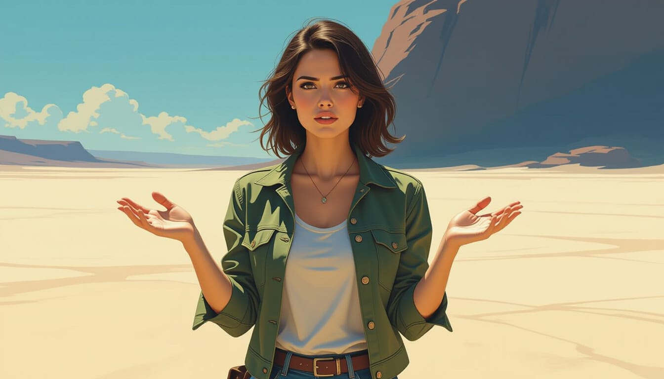 Image of a woman in an empty space wondering where is everyone