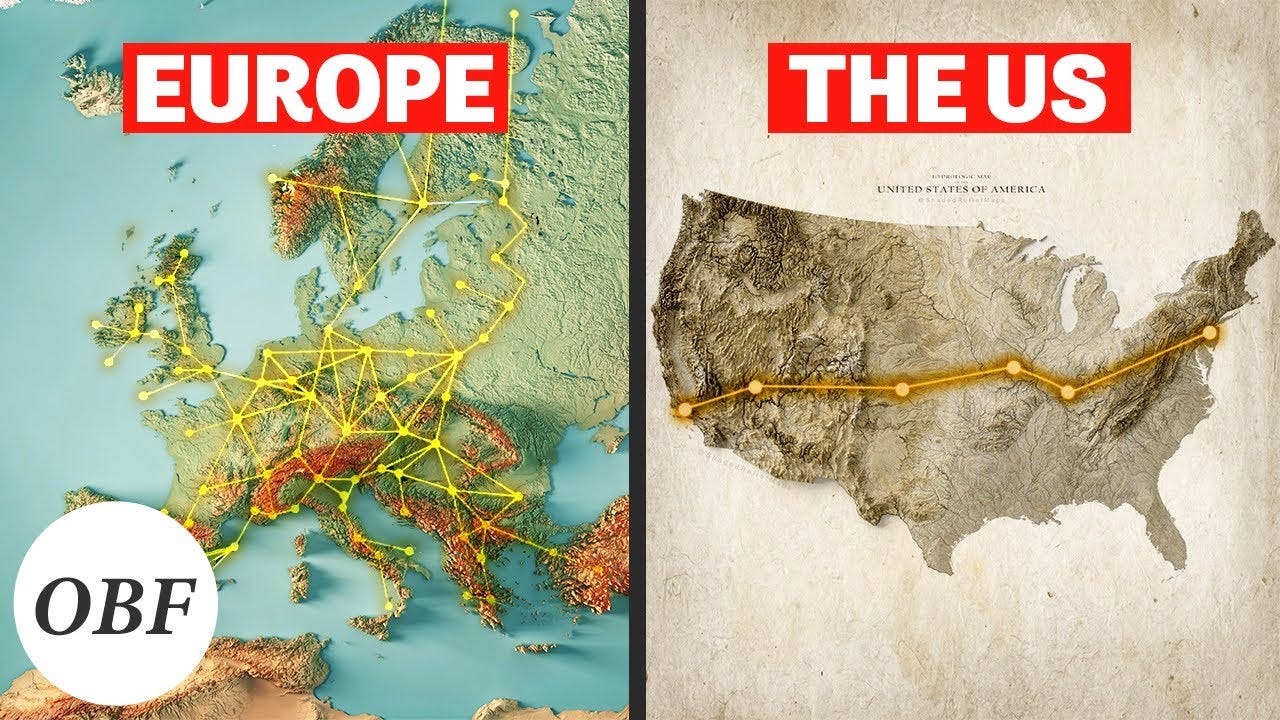 Photo collage showing busy Tokyo subway, walkable European city center, efficient Indian public transit - contrasted with American car-dependent sprawl