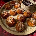 cheater arancinis with cranberry glaze