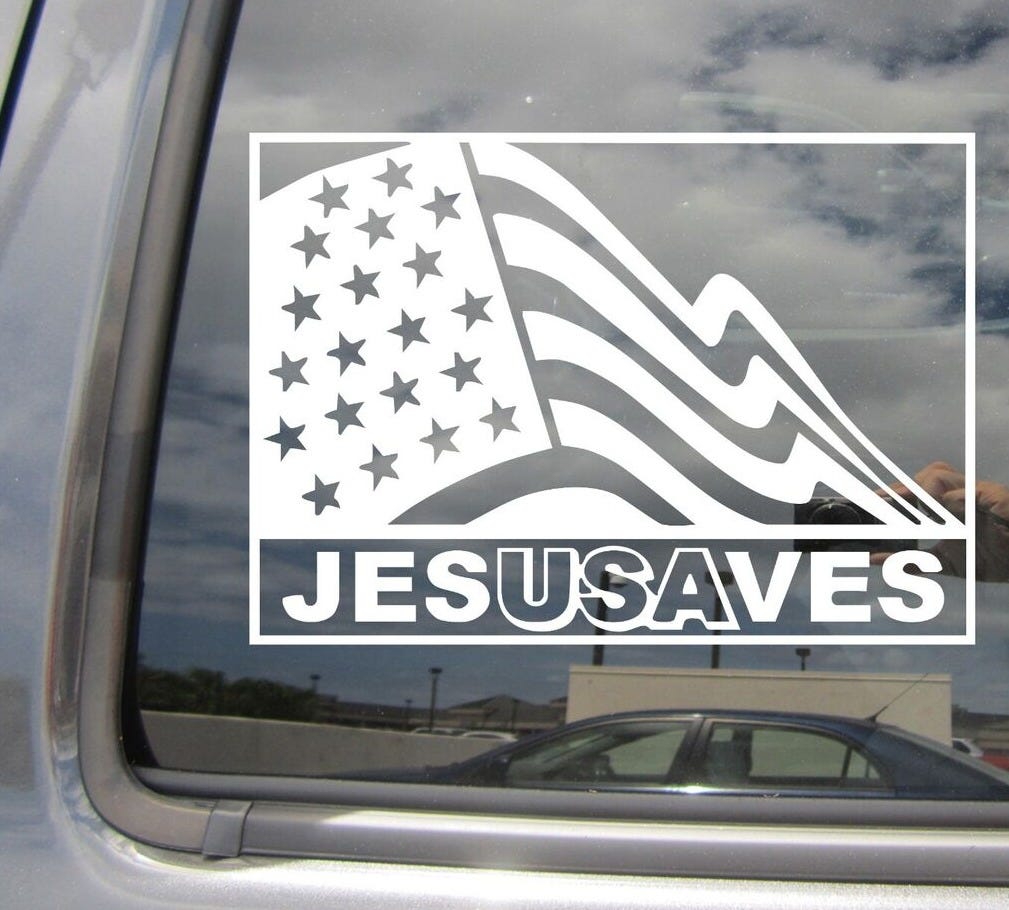 JESUSAVES - Jesus Saves Christ Christian American Flag Vinyl Decal Sticker  08229