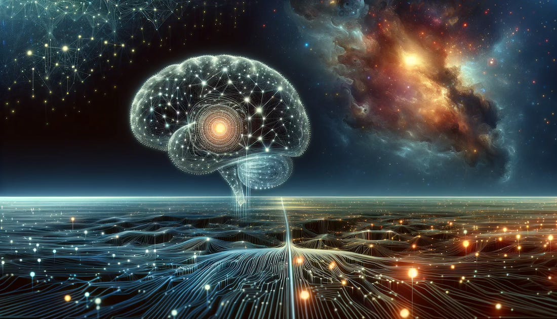 ChatGPT-4/Dall-E generated Sci-Fi image of an artificial neural network