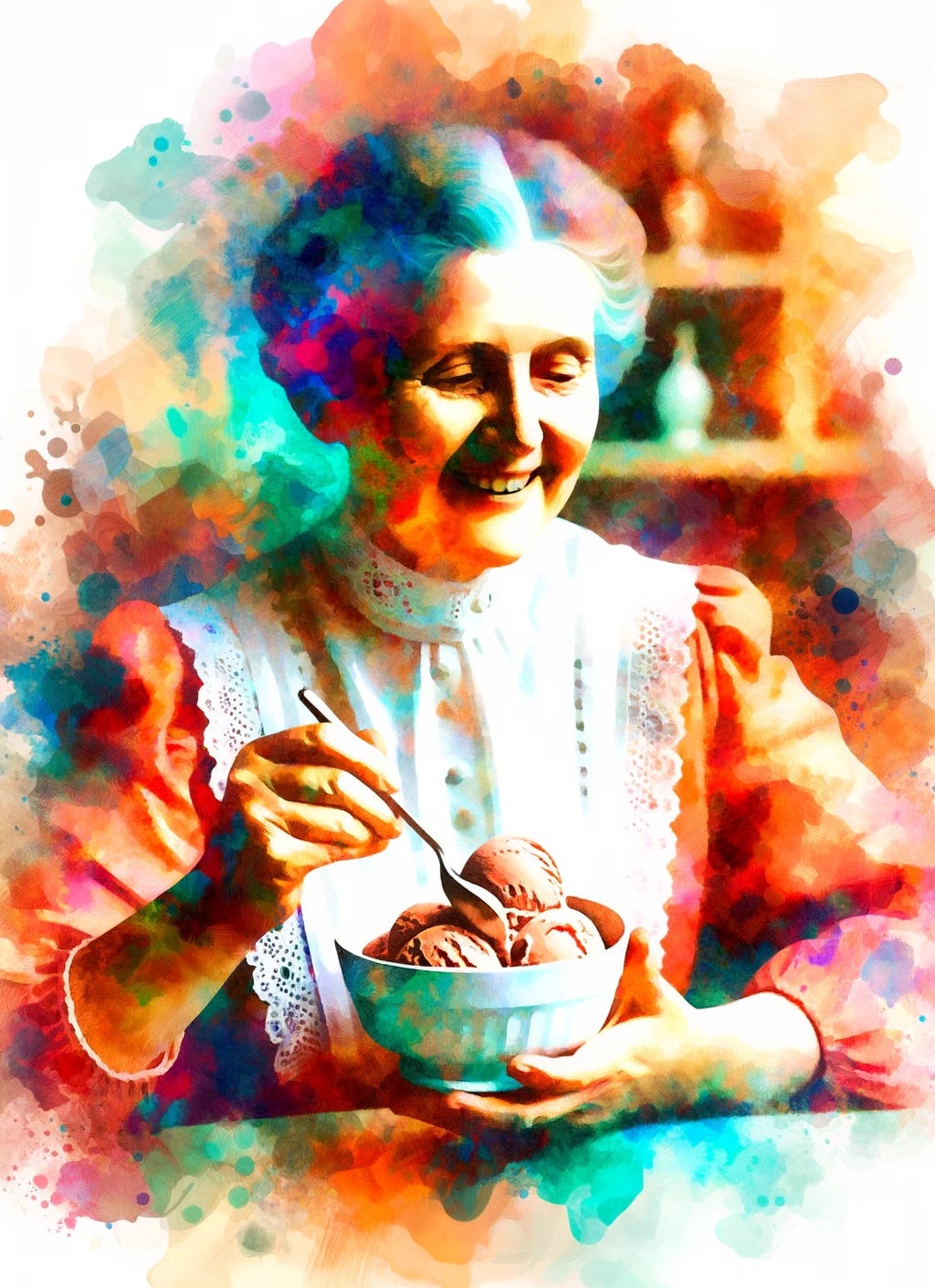 Nancy Johnson with ice cream