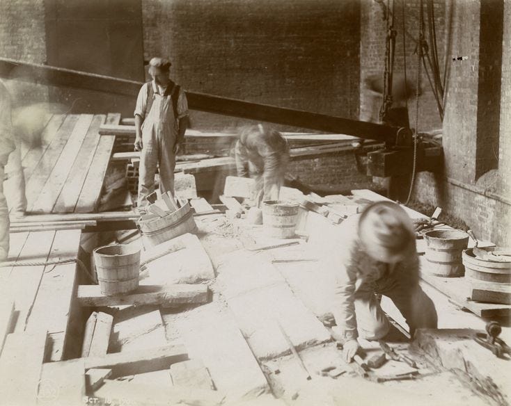 Men working on a construction site.