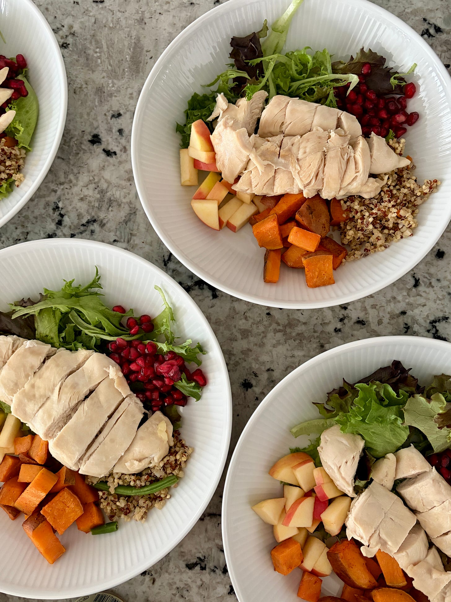Honey Dijon greens & grains bowls