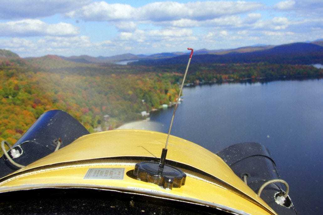 View from the Piper Cub. The little metal stick with the bend is attached to a cork and acts as the gas gauge. Old-school! View from the Piper Cub. The little metal stick with the bend is attached to a cork and acts as the gas gauge. Old-school!