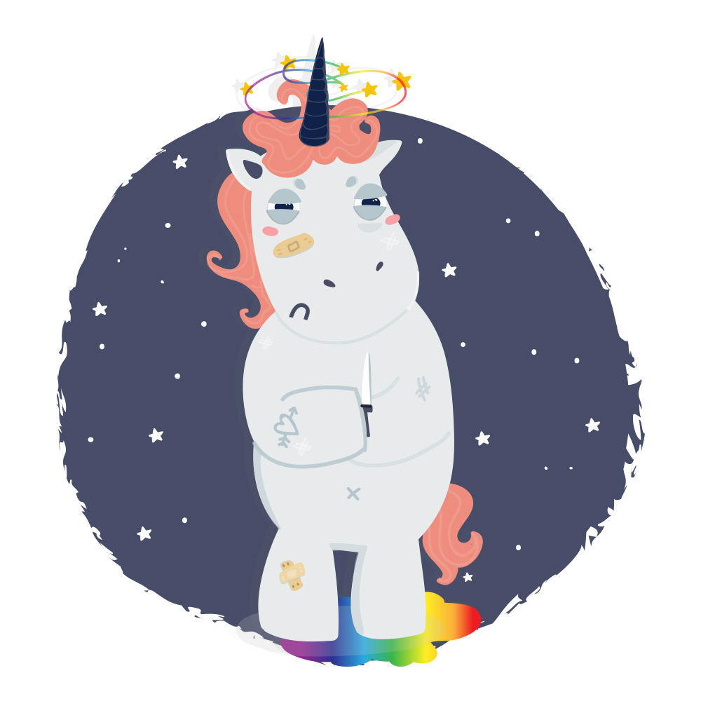 Sticker Licorne Danger - Stickers Licornes - Stickerdeco.fr