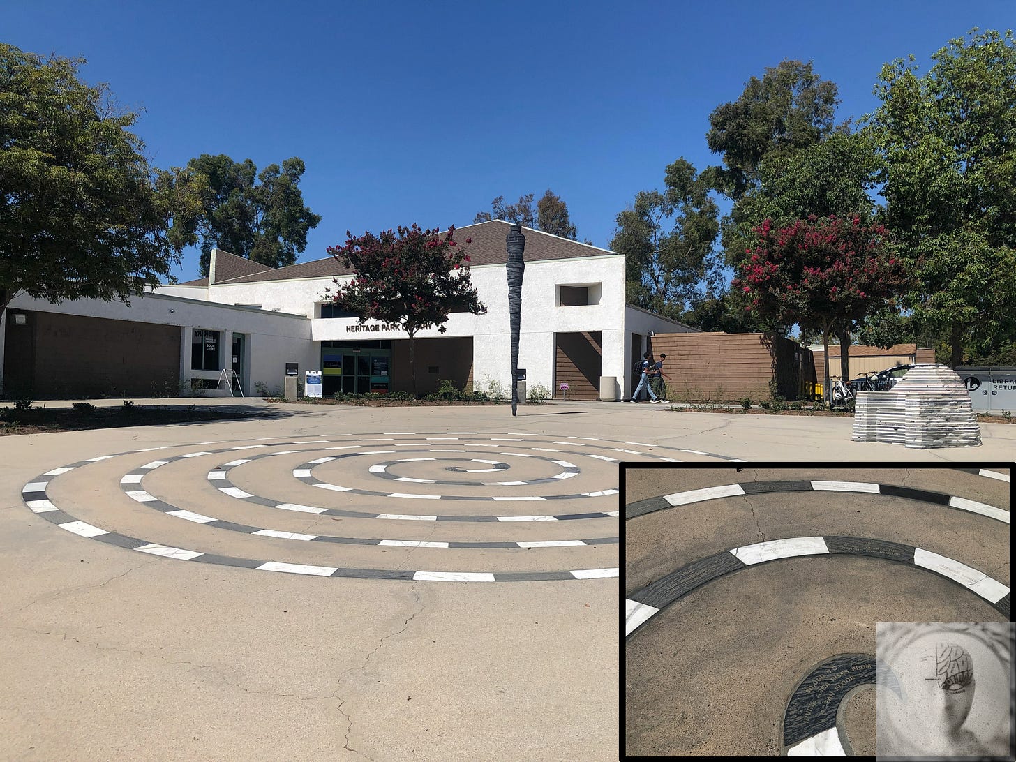 Heritage Library plaza inset of spiral detail 