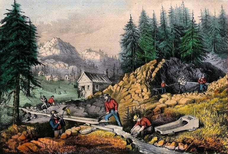 Gold Rush in California - Currier and Ives