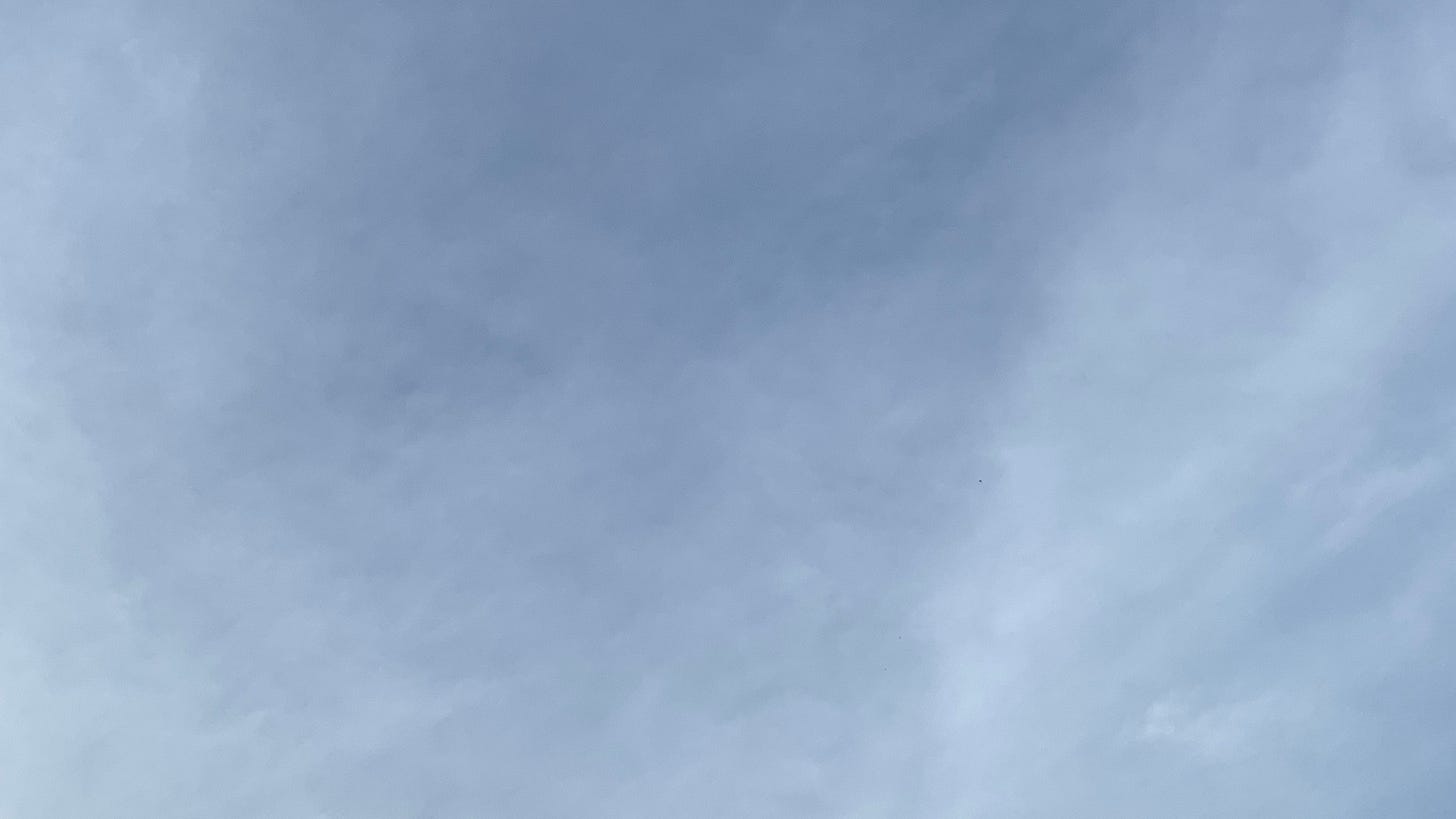 A lightly cloudy blue sky