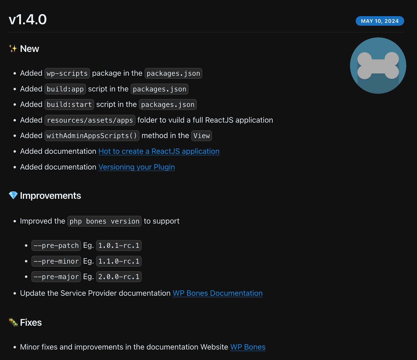 WP Bones v1.4.0 - Release Notes
