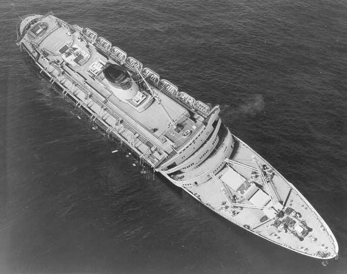 The SS Andrea Doria slowly sinking The SS Andrea Doria slowly sinking