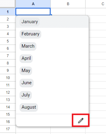 Click on the edit icon at the end of the list.