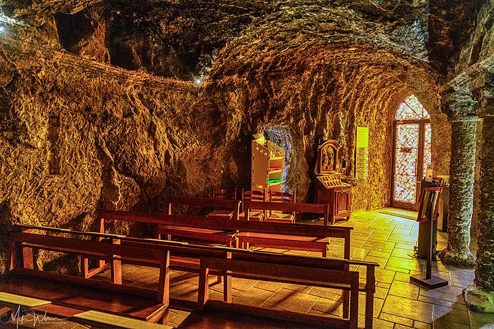 Inside the grotto chapel