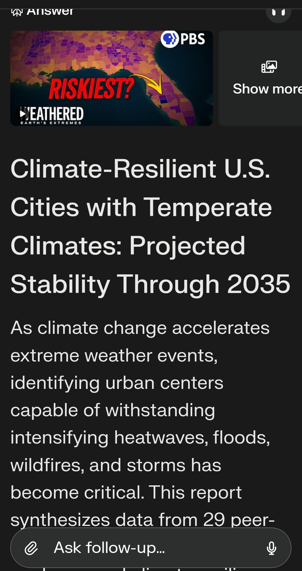 Perplexity Deep Research climate resilience