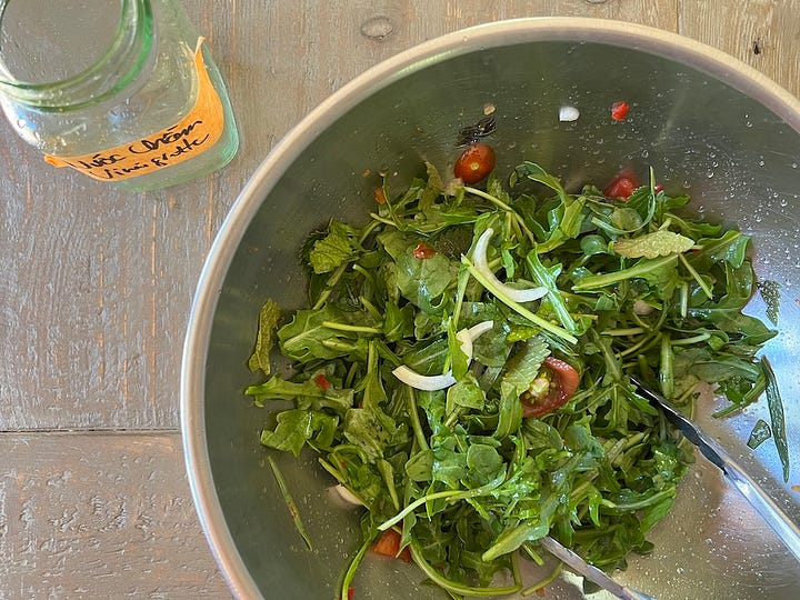 nuoc cham vinaigrette and 4 salads