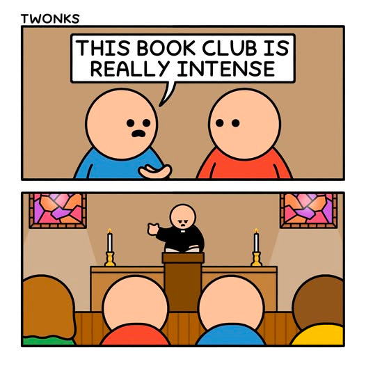 May be an image of text that says "TWONKS THIS CLUB THISBOOKCLUBIS IS REALLY INTENSE"