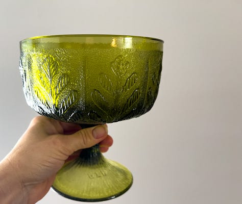 vintage picture, glassware, and plate
