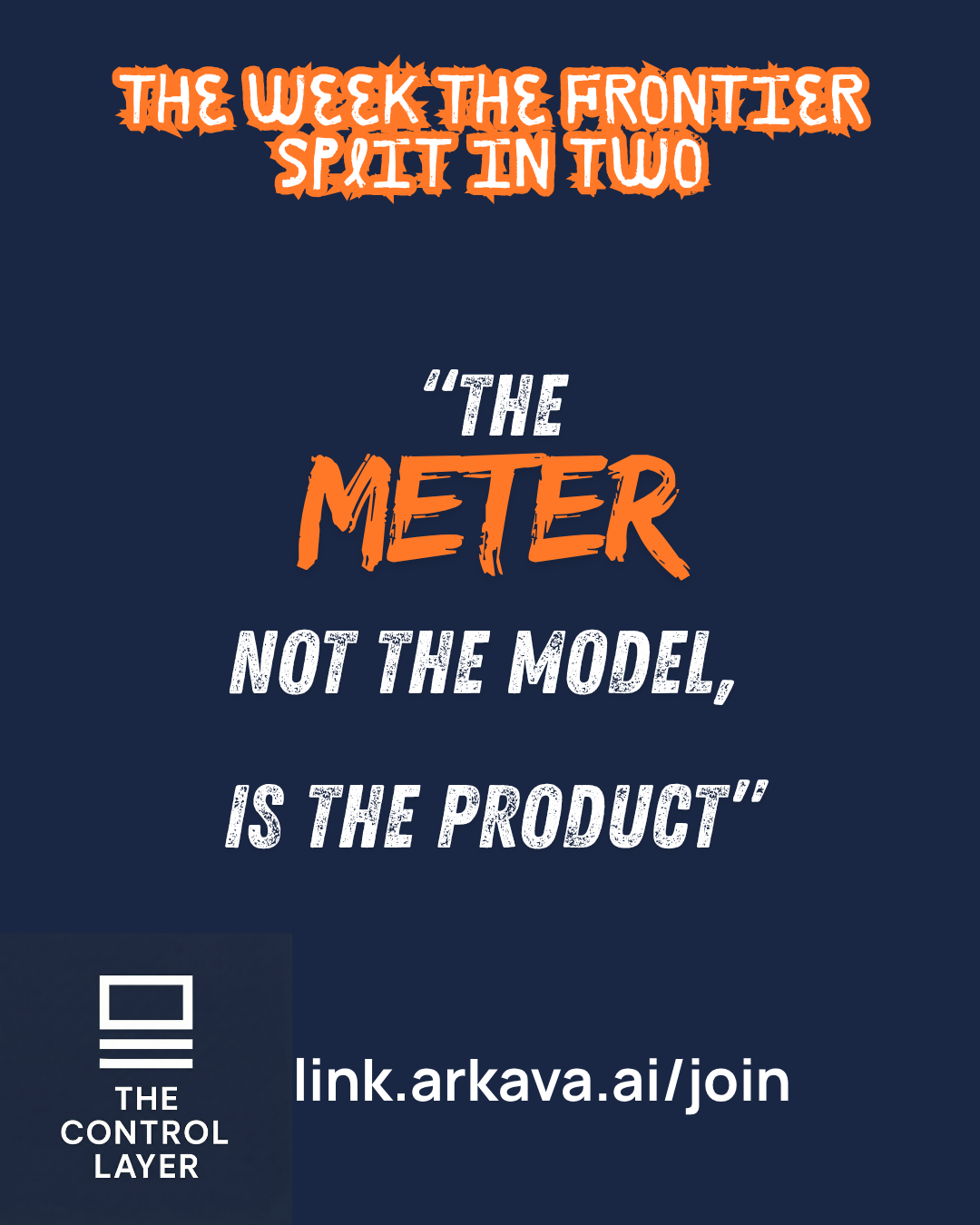 Pull-quote card from Amer Altaf, Managing Editor of The Control Layer, reading 'The meter, not the model, is the product,' from the analysis of Kimi K3's launch and Claude Fable 5's subscription rationing. Pull-quote card from Amer Altaf, Managing Editor of The Control Layer, reading 'The meter, not the model, is the product,' from the analysis of Kimi K3's launch and Claude Fable 5's subscription rationing.
