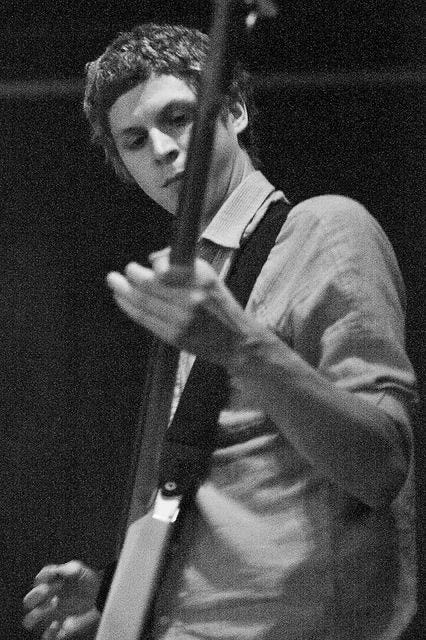 Michael Cera playing bass. He covered "clay pigeons" by Blaze Foley.