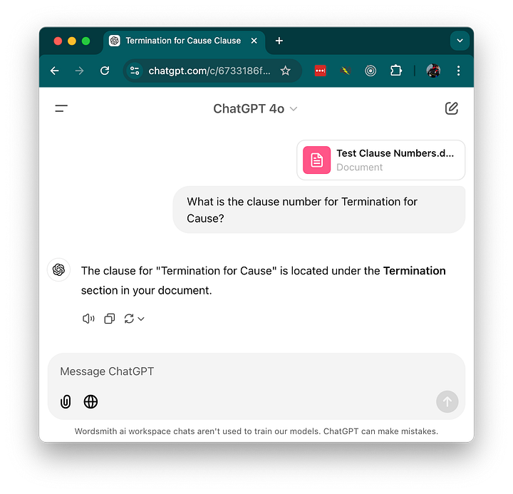AI doesn't see the clause number
