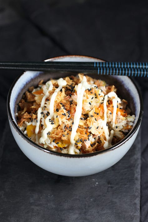 plates on table credit aleishakalina unsplash; crispy rice credit scotteckersley unsplash; noodles on fork credit alice Pasquale unsplash; burgers credit mae mu; sandwich credit tina witherspoon unsplash; pizza oven credit zero take unsplash;