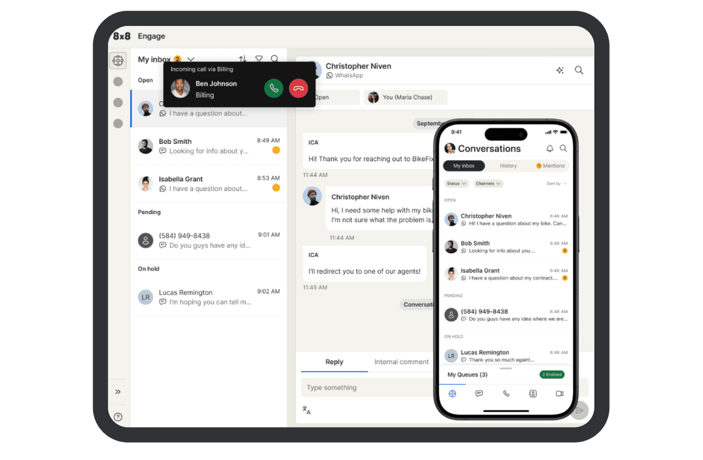 Digital channels in 8x8 Engage