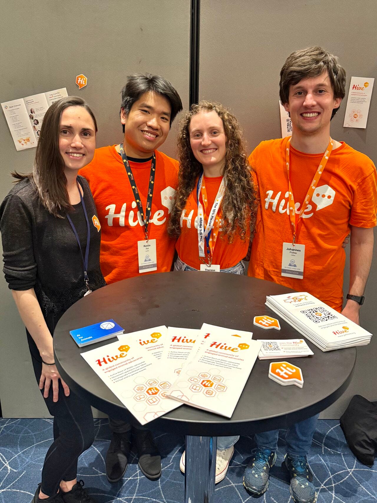 Photo of Anna, Kevin, Therese, and Johannes at Hive’s booth at EA Global London.