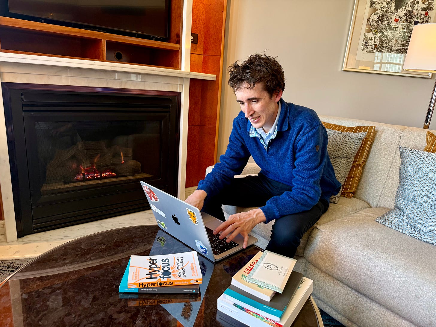 Focused on my laptop, building intensely
