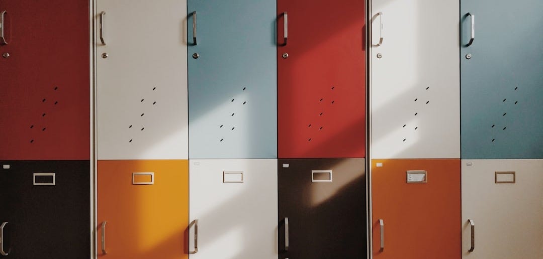 assorted-color lockers