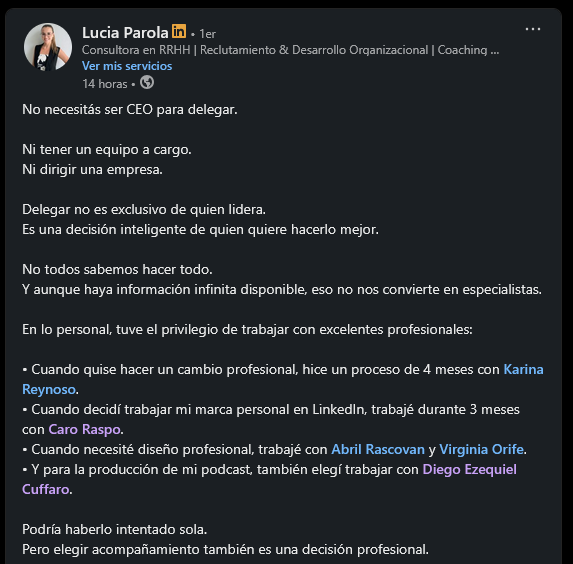"Para la produccion de mi podcast tambien elegi trabajar con Diego Ezequiel Cuffaro"