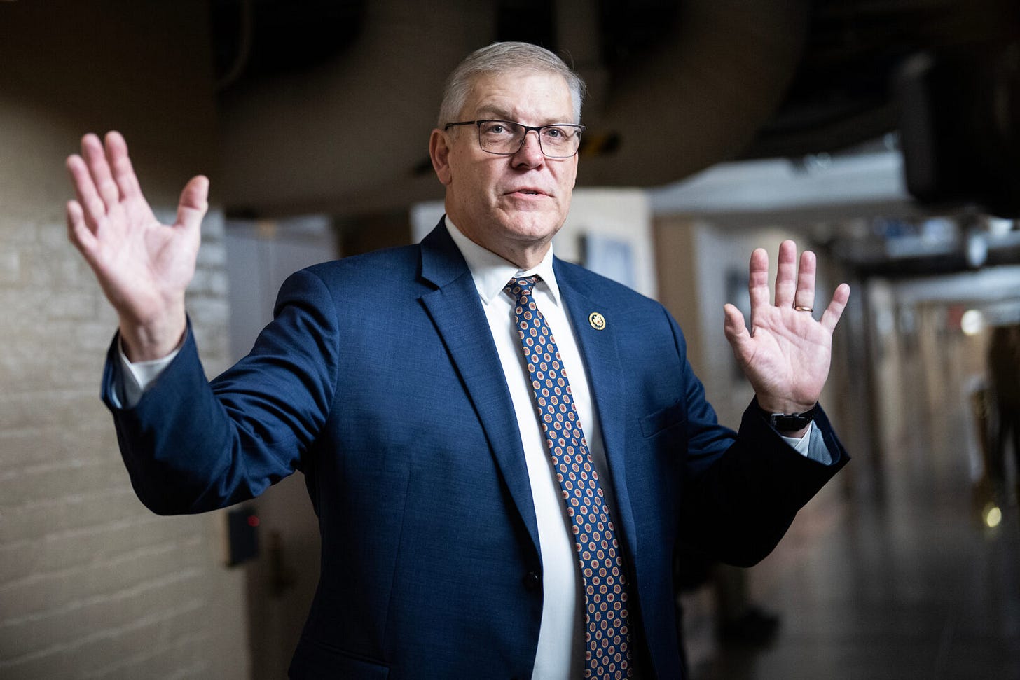 Rep. Barry Loudermilk led a reinvestigation of the Capitol attack as chair of the House Administration Oversight Subcommittee. Above, he talks to reporters at the Capitol on Dec. 10. 