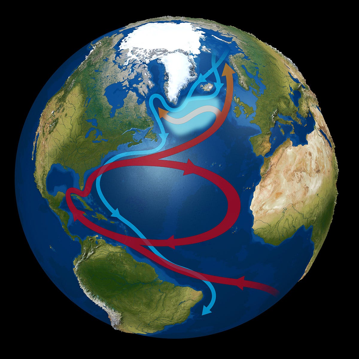 North Atlantic warming hole, illustration.