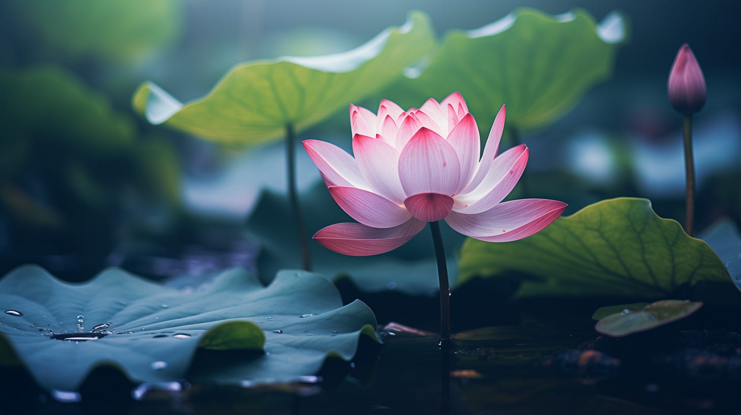 Serene Lotus Bloom HD Wallpaper by Laxmonaut