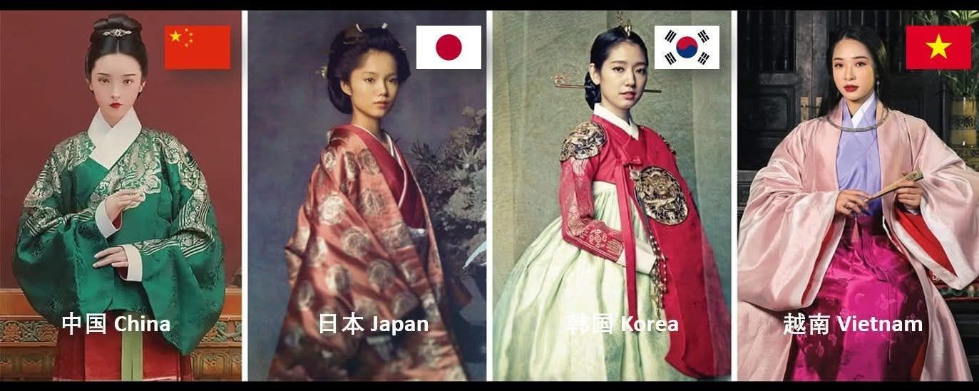 Có thể là hình ảnh về 4 người và văn bản cho biết '贴 포 南 中国 中国China China 日本Japan 日本 Japan Korea 越南 Vietnam'