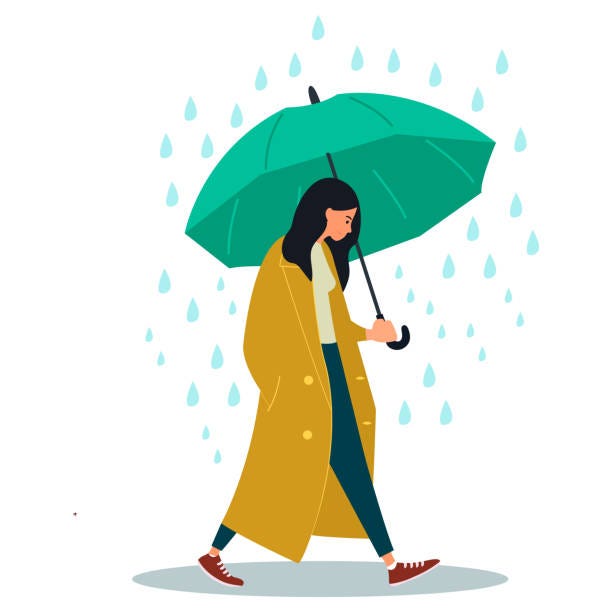 6,500+ Woman In Rain Stock Illustrations, Royalty-Free Vector Graphics &  Clip Art - iStock | Woman in rain boots, Surprised woman in rain, Woman in  rain coat