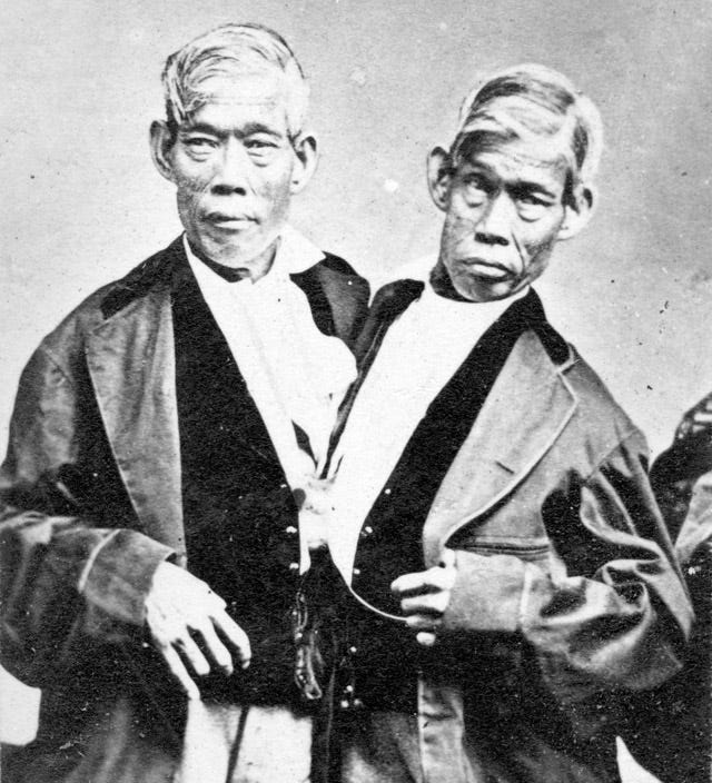 Freak show performers Cheng and Eng, the original Siamese Twins