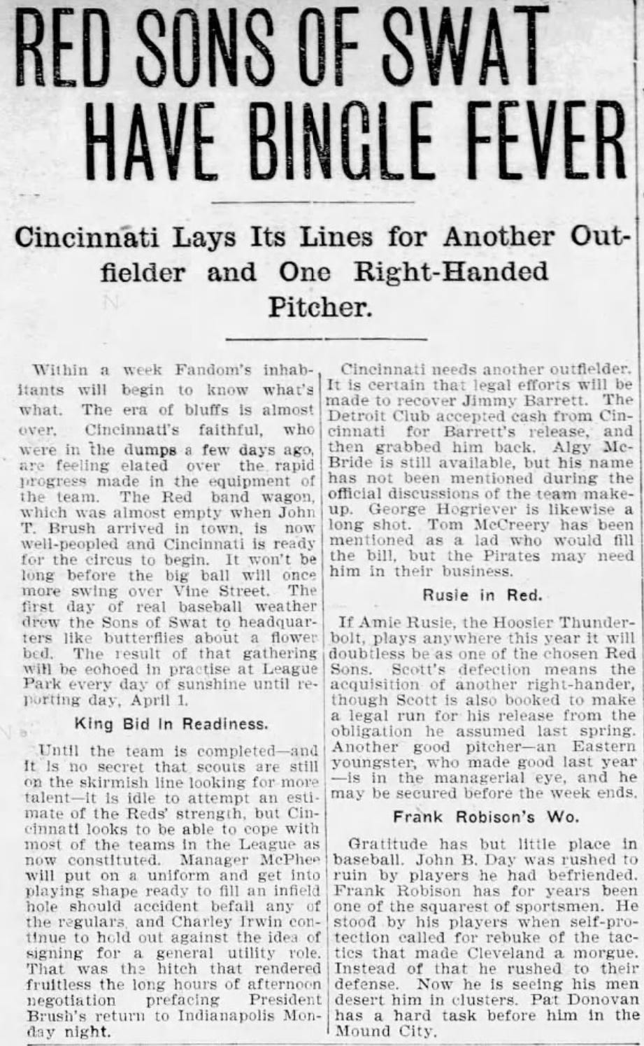 1901 Cincinnati Post Jimmy Barrett