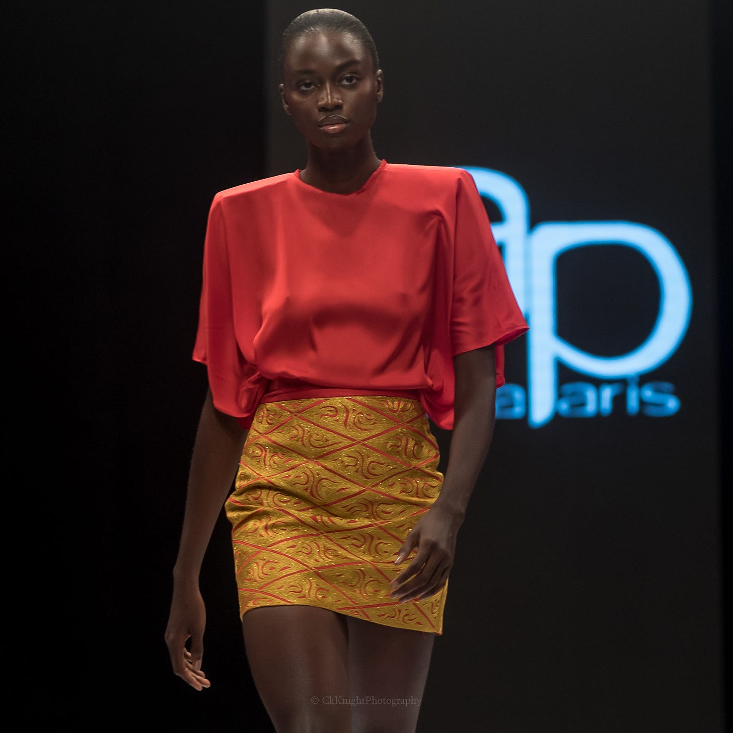 Adama Paris during Lagos Fashion Week 2021 worn by isis top model Ibukun Sammy photographed by CkKnightPhoto