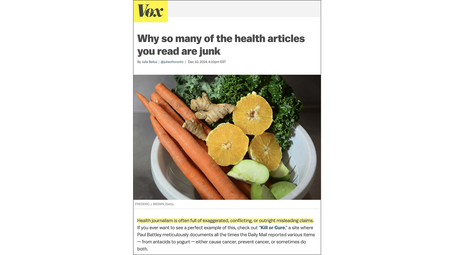 Vox, “Why so many of the health articles you read are junk” (10 December 2014)