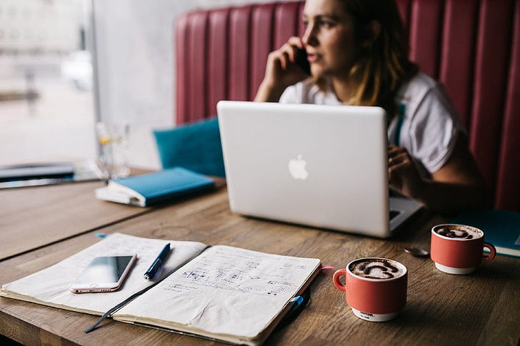 Royalty-Free photo: Young woman working in a cafe | PickPik